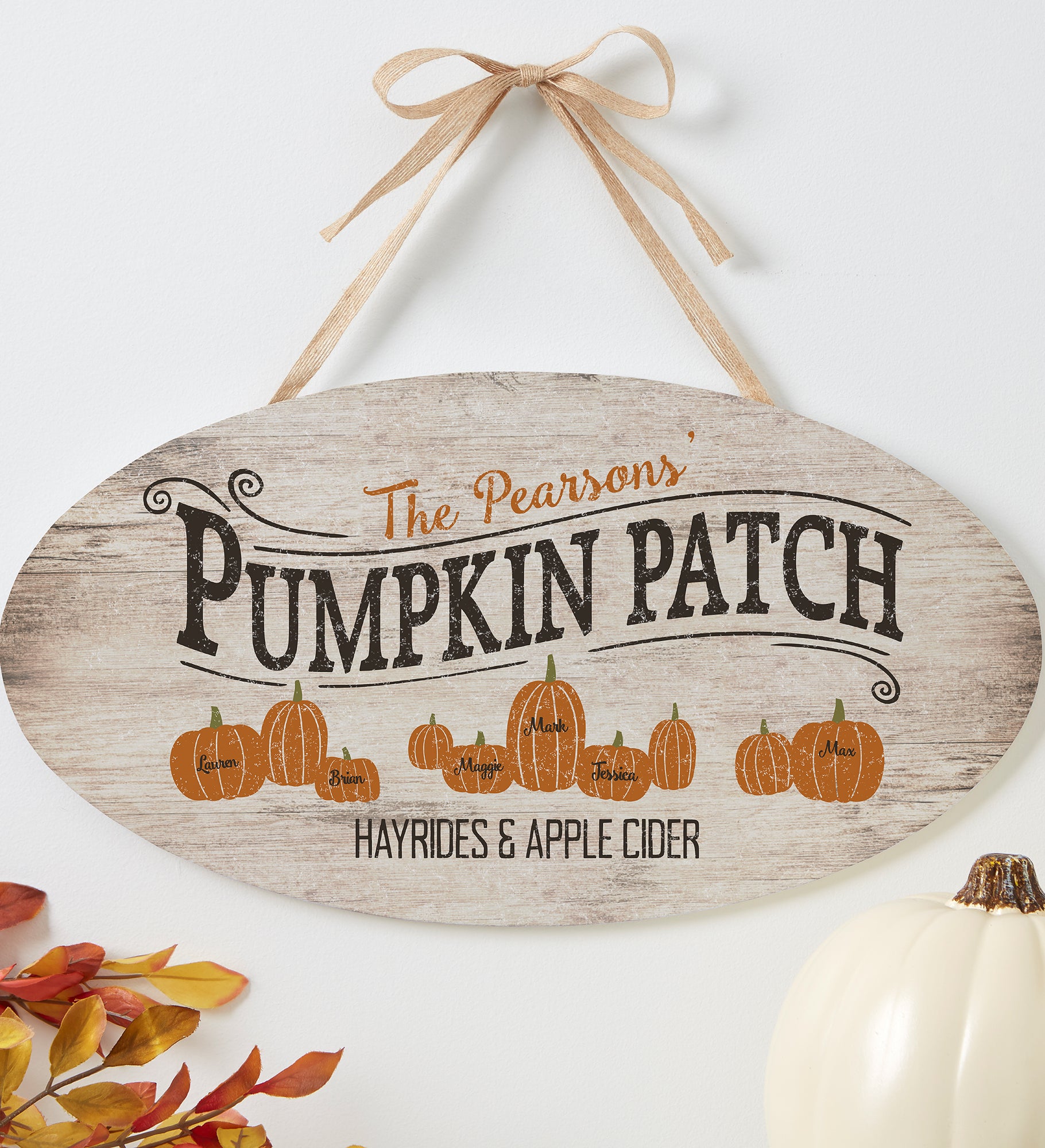 Family Pumpkin Patch Personalized Oval Wood Sign